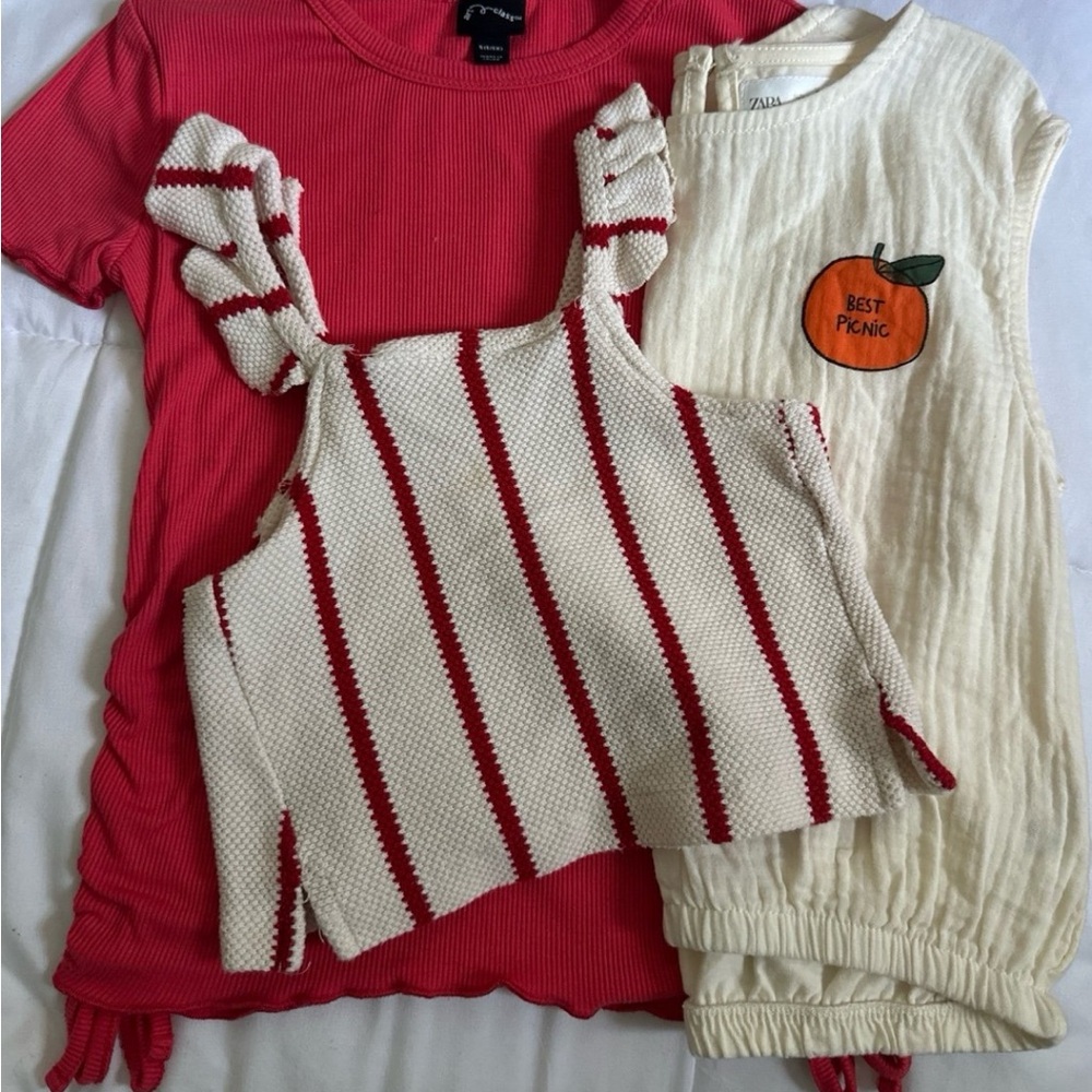 Zara Red and Cream Striped Kids Tank Top/ Clothing Bundle